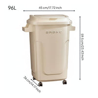 No-Bend Ergonomic Height Kitchen Garbage Can with Lid Easy Mobility Rolling Trash Can 360° Swivel Wheels Large Capacity Waste Basket Wide Opening for Office, Restaurant