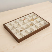 Jewelry Tray with Compartments Multi-Compartment Jewelry Tray Wooden Organizer Box Rectangular Slimline for Collectors