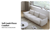 plush Three-Seater Sofa French Cream aesthetic Deep-Seat 3-Seater Lounge Small Space suitable for Couch for Apartment Dwellers, Homeowners, Bedroom, Office