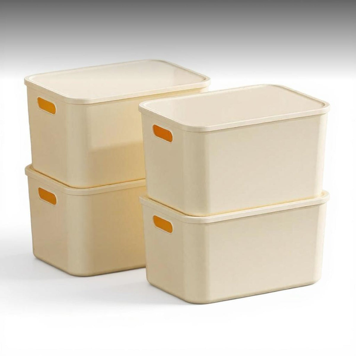 Large Rectangular Storage Box with Lid, Stackable Organizer