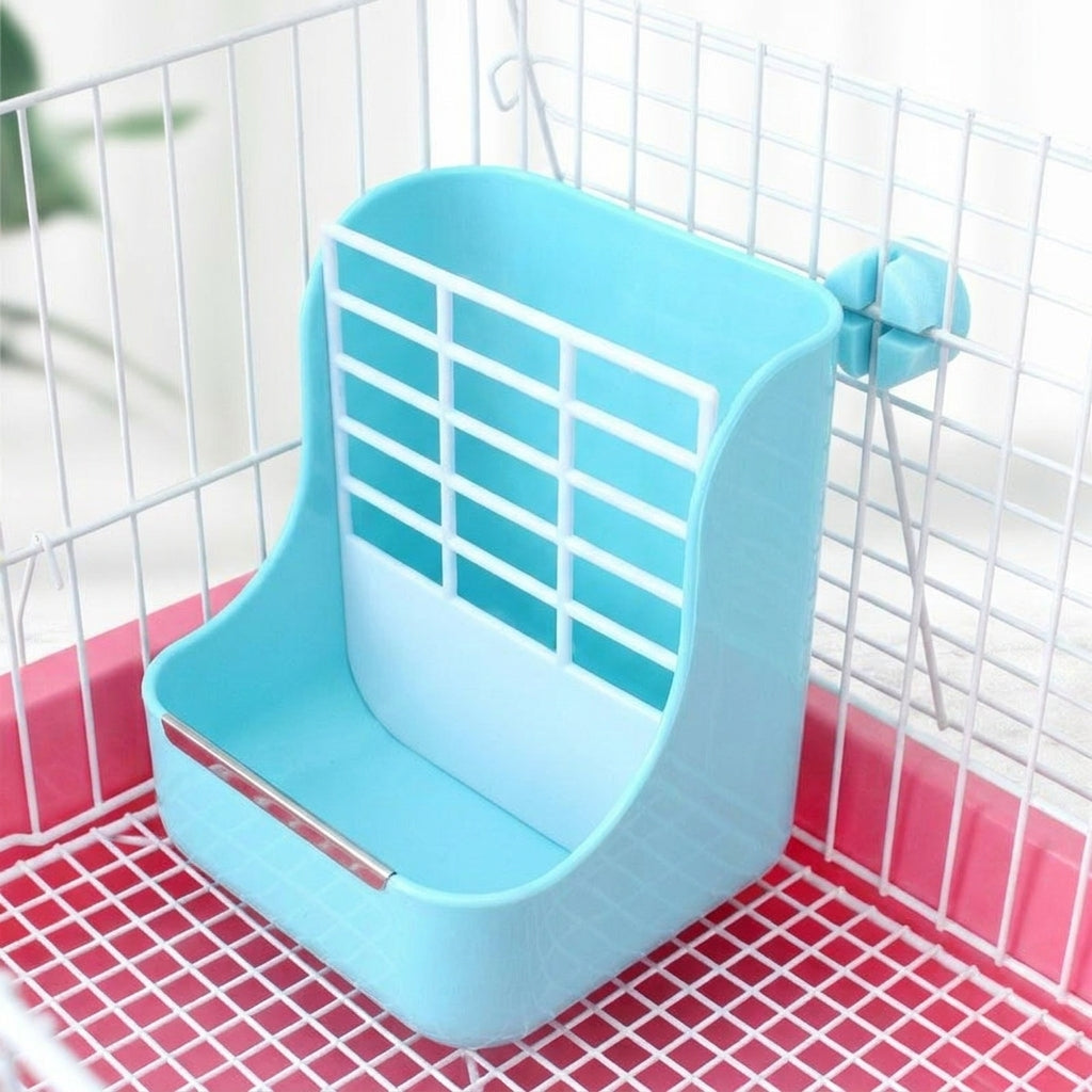 Bunny Hay Feeder with Hanging Hay Feeder Hooks, 2-in-1 Hay Rack and Food Bowl for Guinea Pigs, Anti-Waste Design for Chinchillas