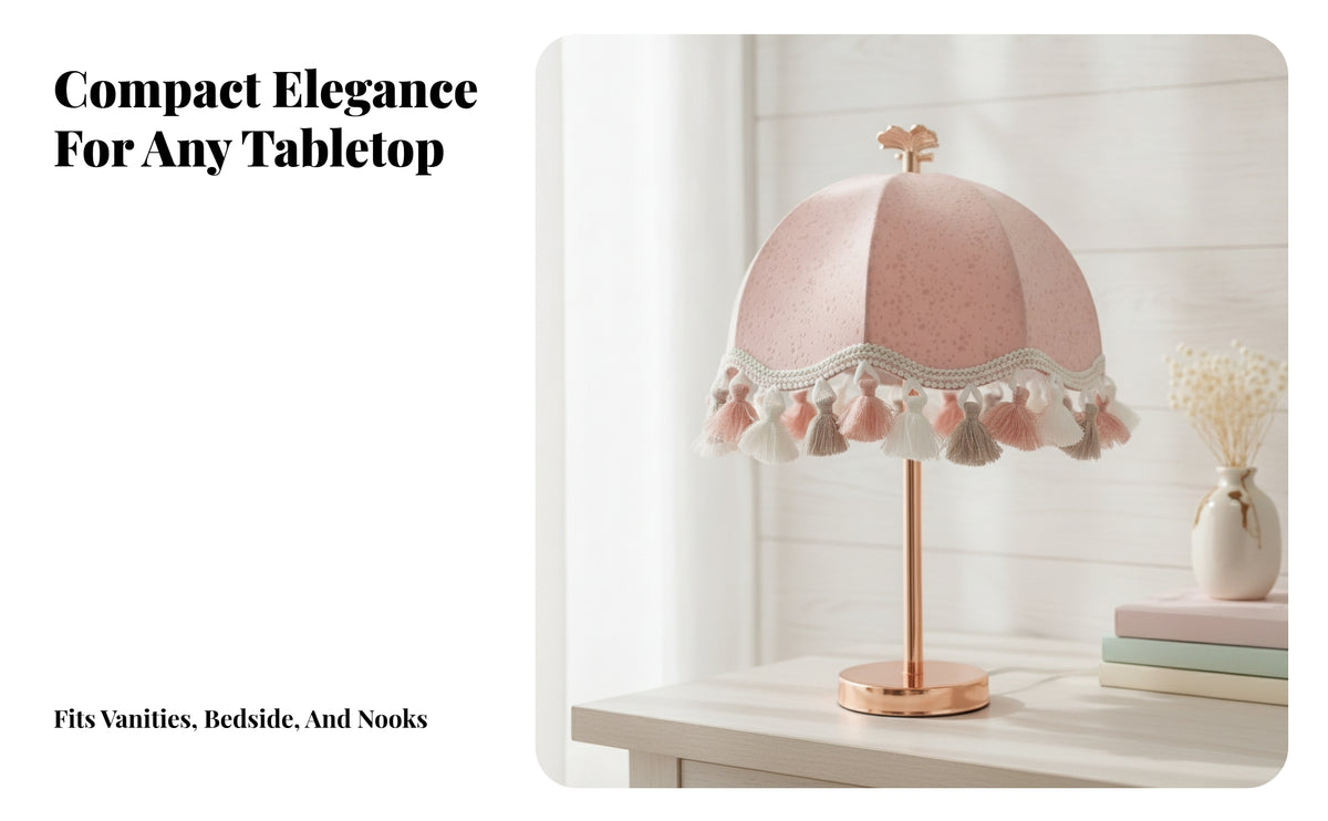 Tabletop Lamp with Tassel Fringe | Convenient Push-Button Switch, Romantic, for Nightstand
