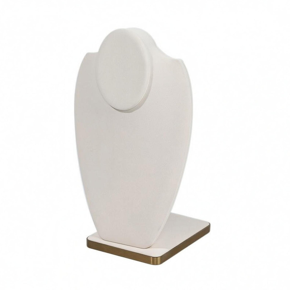 Beige PU Leather Necklace Display Gold Trim PU Leather Bust Display Padded Look Bust Necklace Stand Upright