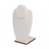 Beige PU Leather Necklace Display Gold Trim PU Leather Bust Display Padded Look Bust Necklace Stand Upright