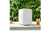 Small 8L Mini Fridge Dual Power Personal Fridge with A and C and DC Adapter 12V Mini Refrigerator with Glass Shelf Thermoelectric for Commuters, Car