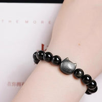 No Batteries Required Anti-Static Bracelet Couple's Design Wireless Static Discharge Wristband Adjustable Fit Beaded Feline Charm Bracelet Reusable for Couples, Winter