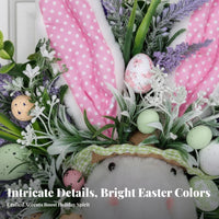 Artificial Greenery Easter Bunny Wreath Festive Holiday Essence Easter Door Decoration Soft Fabric Textile for Porch Decor
