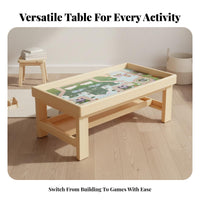 Modular Brick Table Solid Wood Construction Multi-Functional Play Table Rounded Corners Convertible Study Desk for Kindergarten, Daycare, Living Room