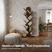 Floor Standing Tree Branch Bookshelf Unrestrictedstanding Bookcase Asymmetrical Shelves Storage Furniture Space-Saving for Book Lovers, Home Decorators, Apartment Dwellers, Living Room, Corner, Small Areas, Bedroom