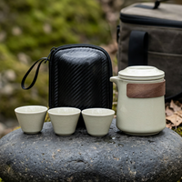 Travel Tea Set, For 3 People, Ceramic, Portable Tea Set, 280ml Teapot, 35ml Teacups