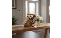 Cow and Bunny Figurine Creative Shaggy-Coated Bovine Figurine Holiday Themed Farm Animal Table Decor for Couples, Living Room, Desktop, Bookshelf