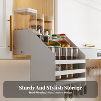 Space-Saving Pull-down Seasoning Shelf Anti-Fall Guardrail Pull-down Cabinet Shelf Strong Load-Bearing Kitchen Organizer Easy Reach for Organization Enthusiasts, Home Cooks, Shorter Individuals, Upper Cabinets, Pantry