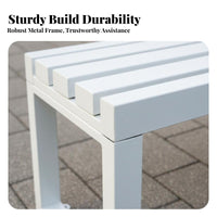 Backless Metal Slat Bench Indoor Outdoor Use Long Seat sturdy Construction Public Furniture for Facility Managers, Homeowners, Balcony, Garden, Patio