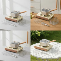 Flat Bottom Deep Fryer Pot with Oil Draining Rack Detachable Square Deep Fryer Pot Small Cookware Compact for Camping