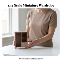 1:12 Scale Wardrobe Decorative 1:12 Scale Doll Wardrobe Solid Wood Miniature Wooden Armoire for Collectors, Hobbyists, Diorama, Display Box