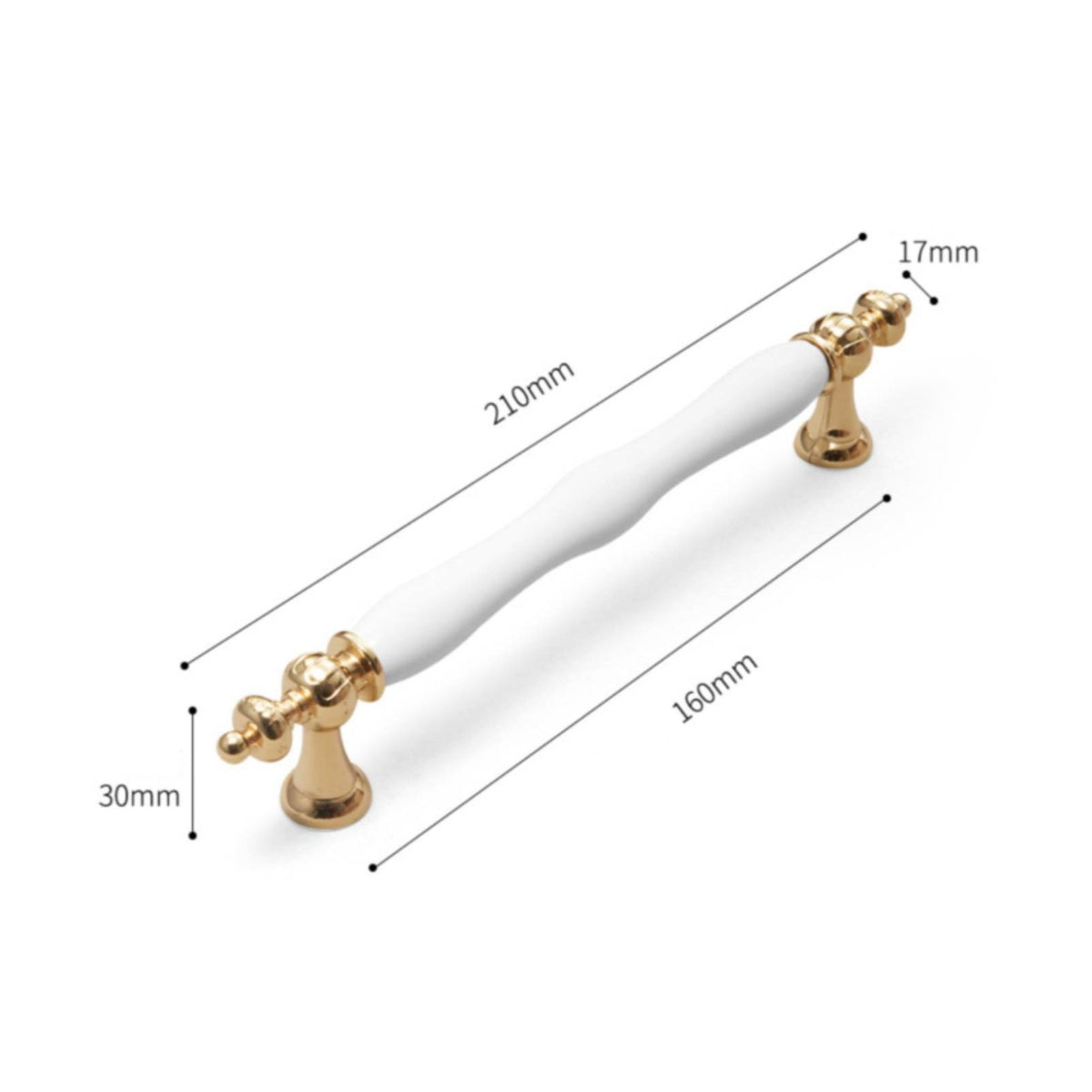 Light Luxury Design Ceramic Cabinet Handle Modern Simple White and Gold Drawer Pull Elegant Appearance for Kitchen, Bedroom, Bathroom