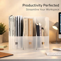 File Organizer for Desk, Large Capacity Document Holder Rack, Vertical Tray for Office Workers, Clear Storage Box