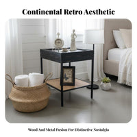 Vintage Design Sliding Top Storage Box Multi-Functional Side Table Rustic Finish Nightstand Sturdy Construction for Apartment Dwellers, Homeowners, Adults, Living Room, Balcony, Bedroom, Small Spaces