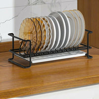 Small Dish Rack and Single Layer Dish Rack, Stainless Steel Dish Rack Cabinet Organizer, Modern Minimalist Style Insert for Kitchen Counter Space