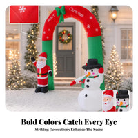 Red and Green Santa Snowman Arch Snowflake Print Inflatable Christmas Arch Festive Outdoor Christmas Decoration Stable Support