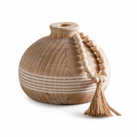 Wooden Vase Striped Vessel Boho for Tabletop, Living Room