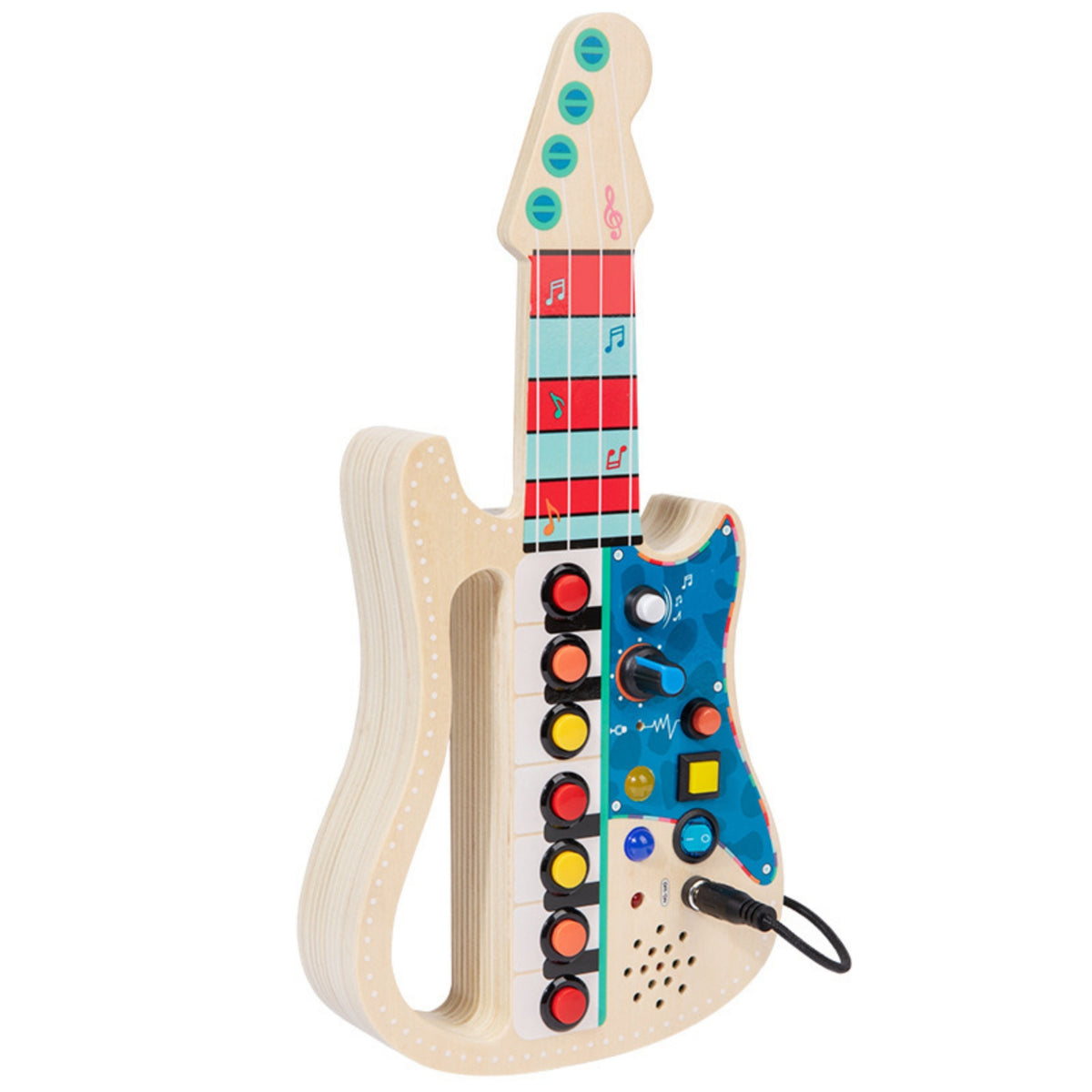 Electric Guitar Busy Board Printed Musical-Note Wooden Guitar Busy Board Fine Motor Skills