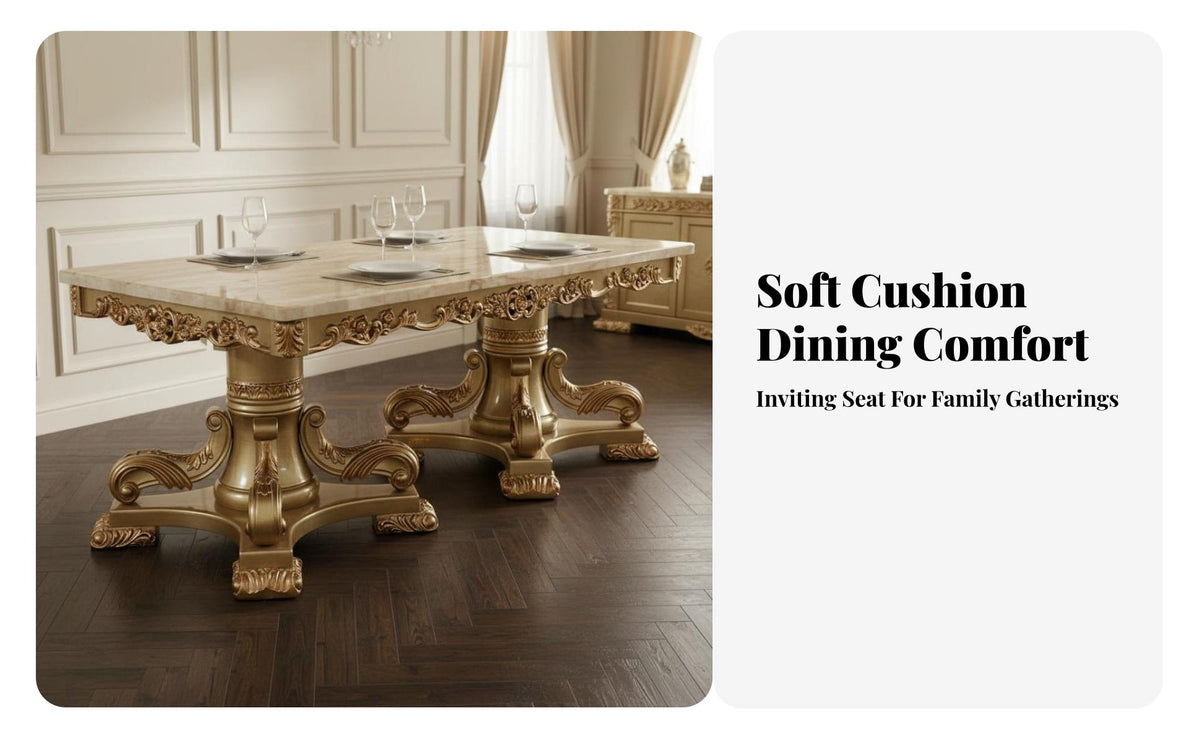 European Design Luxury Dining Set Piano Varnish Finish Finish Rectangular Marble Top Dining Table Nailhead Trim for Homeowners, Hosts, Restaurant