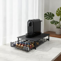 Metal Coffee Machine Stand with Drawer Sturdy Coffee Capsule Drawer Countertop Organizer Sleek for Kitchen Counter