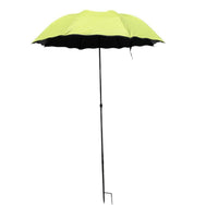 95cm Diameter Large Beach Umbrella with Ground Spike, Steel Frame, Black Coating, Polyester