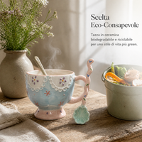 Embossed Butterfly Ceramic Mug with Spoon, Large Capacity Underglaze Coffee Tea Cup, Breakfast Milk Mug for Women