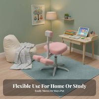 Stable Fiveprong Base Adjustable Kneeling Chair Antitip-proof Adjustable Kneeling Chair with Chest Rest Lockable Casters children's Furniture for children, Students, Parents, Writing, Home Study, Desk Work, Online Learning