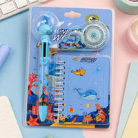 Cartoon Stationery Set for Students - Ballpoint Pen & Notebook Gift Box (3-Piece Set)