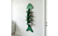 Wooden Fishbone Wall Shelf Sculptural Fishbone Wall Shelf Space-Saving Organizer for Living Room, Bedroom