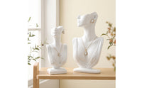 Resin Jewelry Mannequin Bust Sculpted Jewelry Display Bust Stable Necklace Display Stand Half-Body for Boutique Owners, Jewelers, Vanity