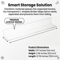 Clear Acrylic Cabinet Divider, Removable Storage for Mirror Under Sink Organization, Transparent Shelf for Vanity