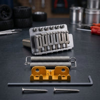 Guitar Bridge with Tremolo Arm Chrome Tremolo Bridge with Block Adjustable for Guitarists