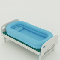 Portable Inflatable Nursing Bath Tub Cushioned Inflatable Basin with Drain Hose Easy to Store Bedside Bathing Basin Lightweight for Bedridden Patients, Elderly, Caregivers