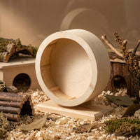 Silent Hamster Wheel with Cork Surface, Solid Wood Running Drum, Stable Wooden Hamster Wheel for Gerbils Mice Exercise Habitat Base