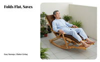 Foldable Adjustable Rocking Chair Space-Saving Recliner Ergonomic Design Leisure Seating Easy Assembly for Seniors, Adults, Office Workers, Living Room, Balcony, Patio, Bedroom