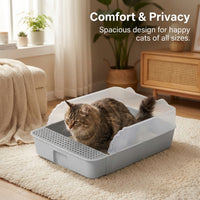Cat Litter Tray Lid, Litter Tray for Cats, Flap Door Pet Pan, PP Material Feline Toilet, Cat Waste Container Cover, Pet Waste Solution.