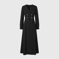 Maxi Dresses for Women Plus Size with V-Neck Design, Long Sleeve Polyester Dress for Occasions, Flared Fit up to 5XL for Comfort