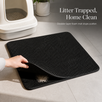 EVA Double Layer Cat Litter Mat Trapper, Washable Anti-Tracking Litter Box Mat