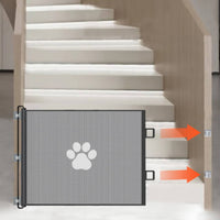 Indoor Retractable Pet Gate Adjustable Mesh Pet Gate Compact Safety Barrier Easy to Use for Young Dogs, Hallways, Stairs