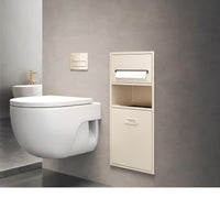 Recessed Stainless Steel Bathroom Niche, Tissue Holder, Trash Can, Space-Saving Shelf