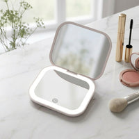 Portable Folding Travel Makeup Mirror Compact Lighted Makeup Mirror Lightweight for Desk