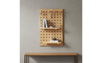 Multi-Functional Wall Mounted Pegboard Shelf Solid Wood Pegboard Wall Organizer Easy Installation Household Storage Modern Design for Entryway, Living Room, Bedroom, Office