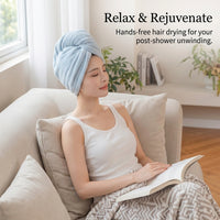Fleece Drying Wrap for Women Adults, Microfiber Towel Turban for Daily Use Morning Routine, Anti-Frizz Wide Tail Design