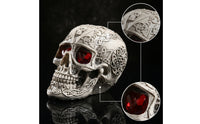 Sculpted Skull Gothic Skull with Red Eyes Realistic Decor Handmade for Desk