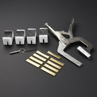 Quick Release Lever Handheld Fret Press Adjustable Neck Support Radius Fret Press Kit Steel Construction Handheld Fretting Tool Interchangeable Cauls for Luthiers, String Instrument Maintenance