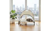 Arched Dog Cot with Canopy Oxford Cloth Elevated Pet Cot Fiber Tube Canopy Pet Bed Indoor-Outdoor for Dogs